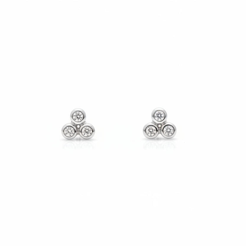 925 Sterling Silver Round CZ Stud Earrings
