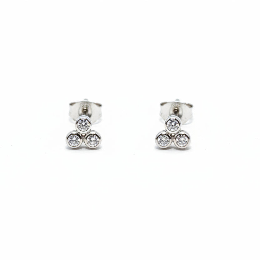 925 Sterling Silver Round CZ Stud Earrings