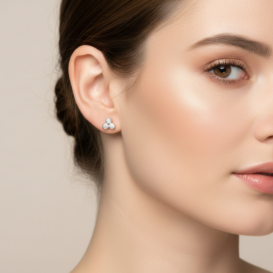 925 Sterling Silver Round CZ Stud Earrings