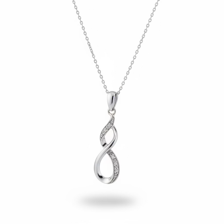 925 Sterling Silver Diamond Accent Twisted Infinity Pendant