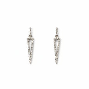 925 Sterling Silver Triangle Dangle CZ Stud Earrings