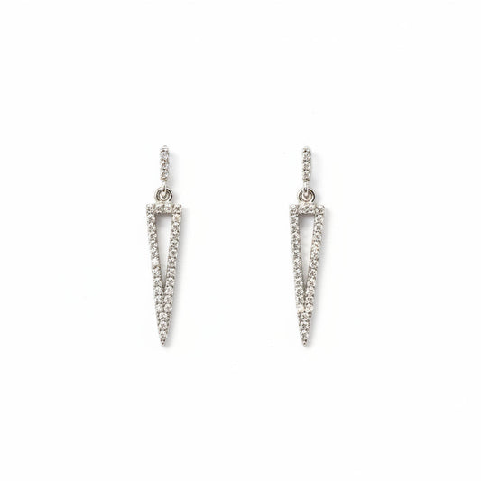925 Sterling Silver Triangle Dangle CZ Stud Earrings