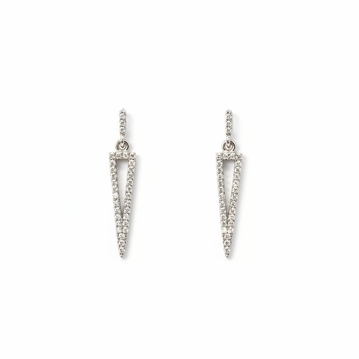 925 Sterling Silver Triangle Dangle CZ Stud Earrings