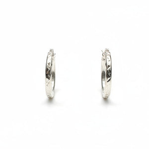 925 Sterling Silver Textured Hoop Earrings