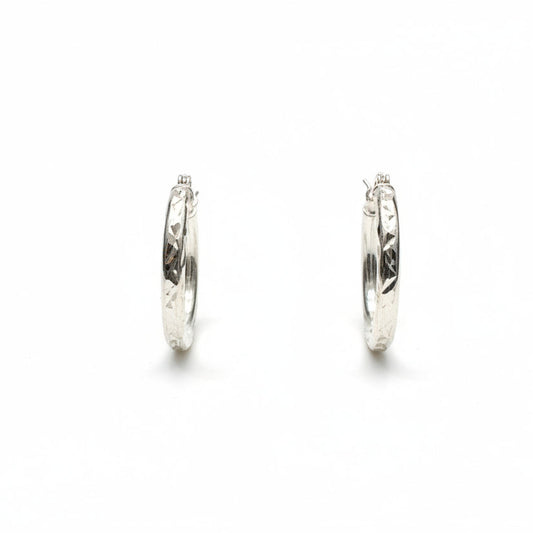 925 Sterling Silver Textured Hoop Earrings