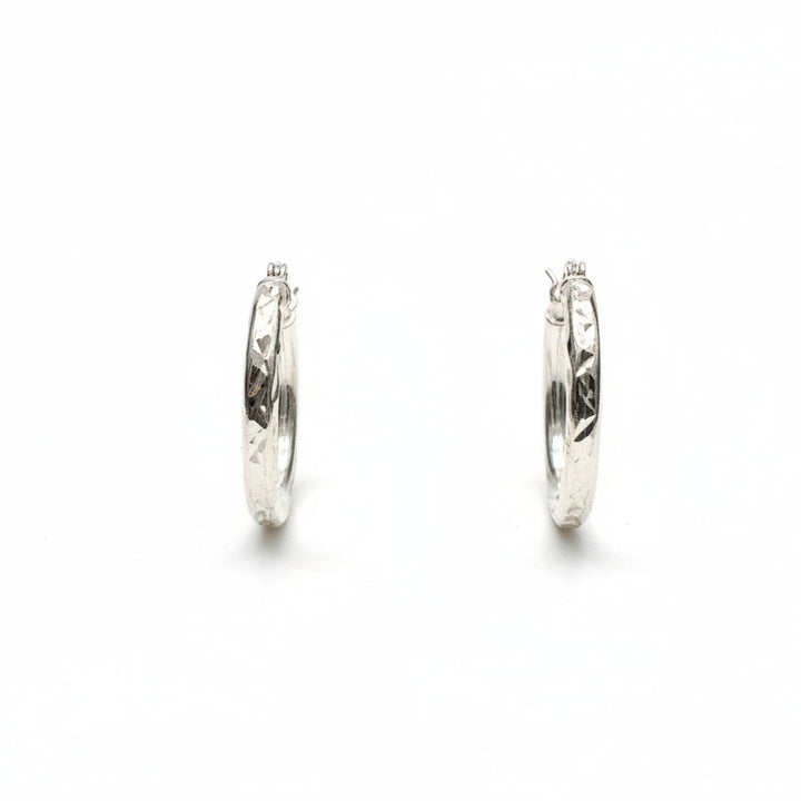 925 Sterling Silver Textured Hoop Earrings