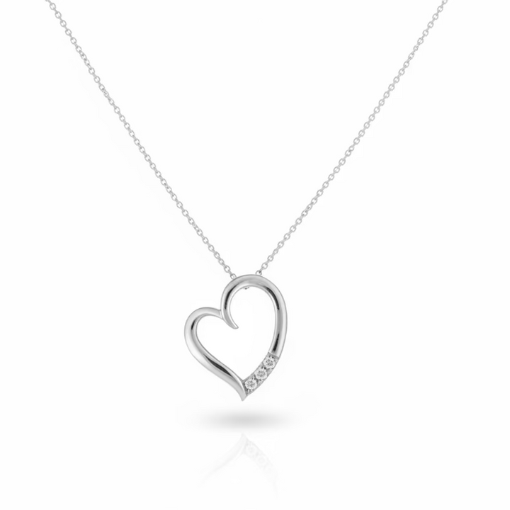 925 Sterling Silver Diamond Accent Open Heart Pendant