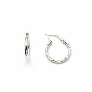 925 Sterling Silver Textured Hoop Earrings