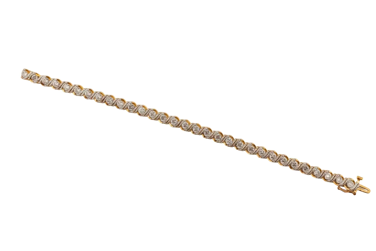 925 Sterling Silver Gold Plated Wave CZ Tennis Bracelet