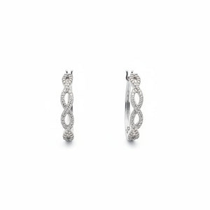 925 Sterling Silver Twisted CZ Hoop Earrings