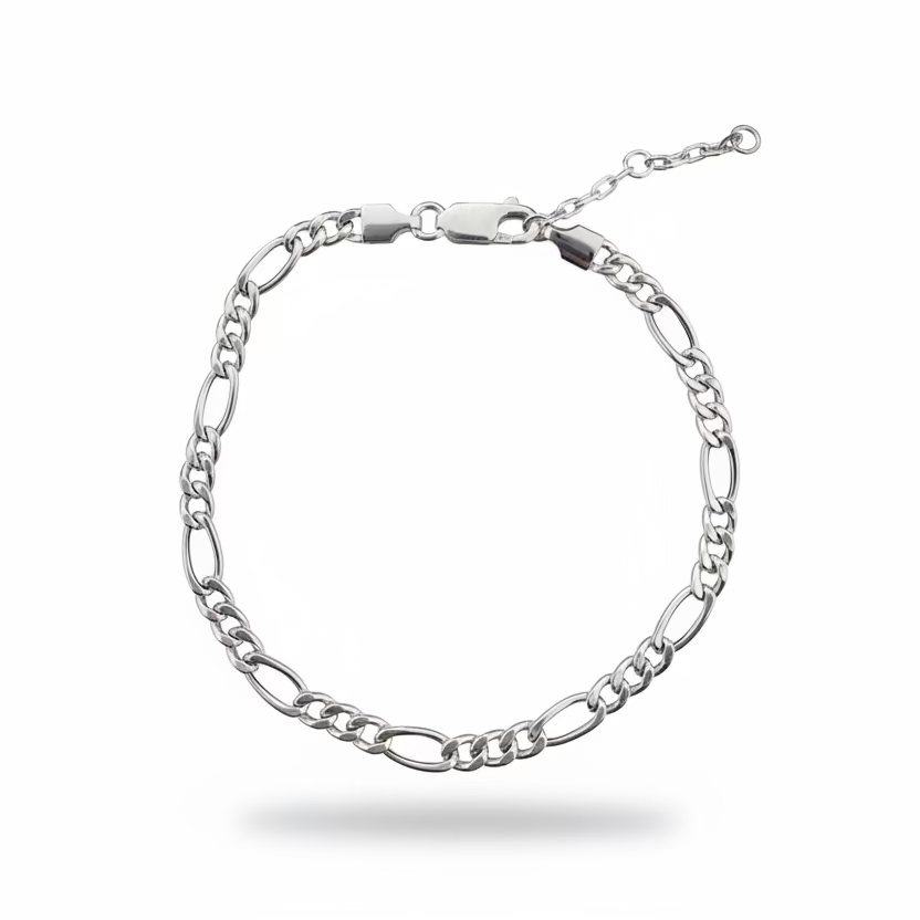 925 Sterling Silver Figaro Chain Bracelet