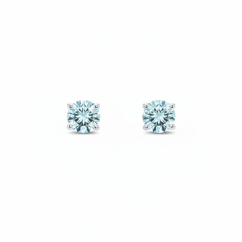 925 Sterling Silver Blue Round CZ Stud Earrings