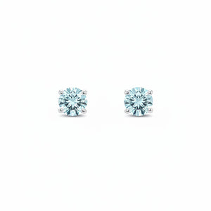 925 Sterling Silver Blue Round CZ Stud Earrings