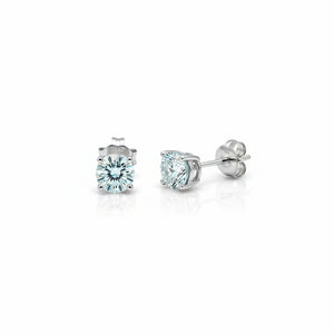 925 Sterling Silver Blue Round CZ Stud Earrings