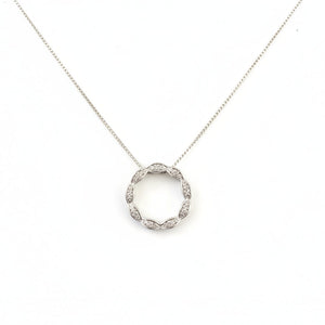 925 Sterling Silver Circle of CZ Pendant Necklace