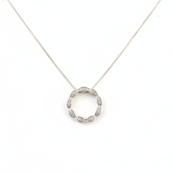 925 Sterling Silver Circle of CZ Pendant Necklace