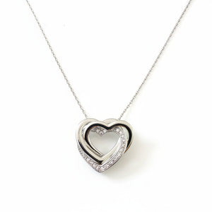 925 Sterling Triple Interlocking Hearts of CZ Pendant Necklace
