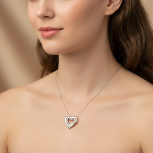 925 Sterling Triple Interlocking Hearts of CZ Pendant Necklace