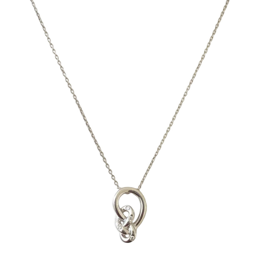 925 Sterling Silver Bow-line Knots with CZ Pendant Necklace