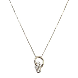 925 Sterling Silver Bow-line Knots with CZ Pendant Necklace