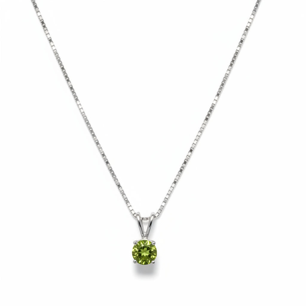 925 Sterling Silver Green CZ Pendant Necklace