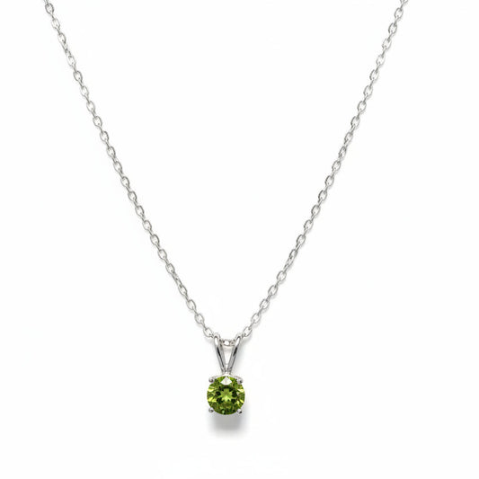 925 Sterling Silver Green CZ Pendant Necklace