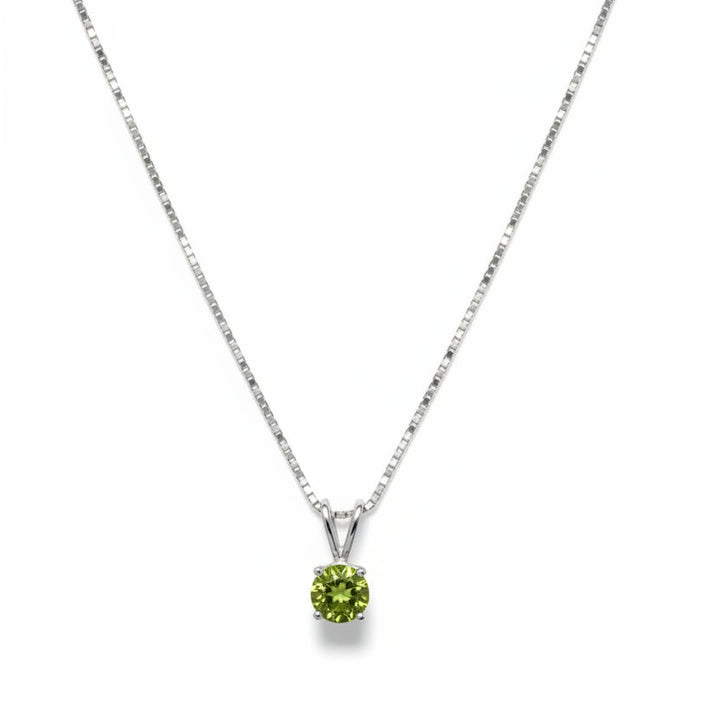 925 Sterling Silver Green CZ Pendant Necklace