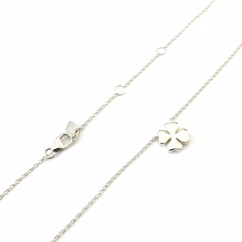 925 Sterling Silver Four-leaf Clover Pendant Necklace