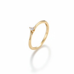 10K Yellow Gold Twist Solitaire Diamond Ring