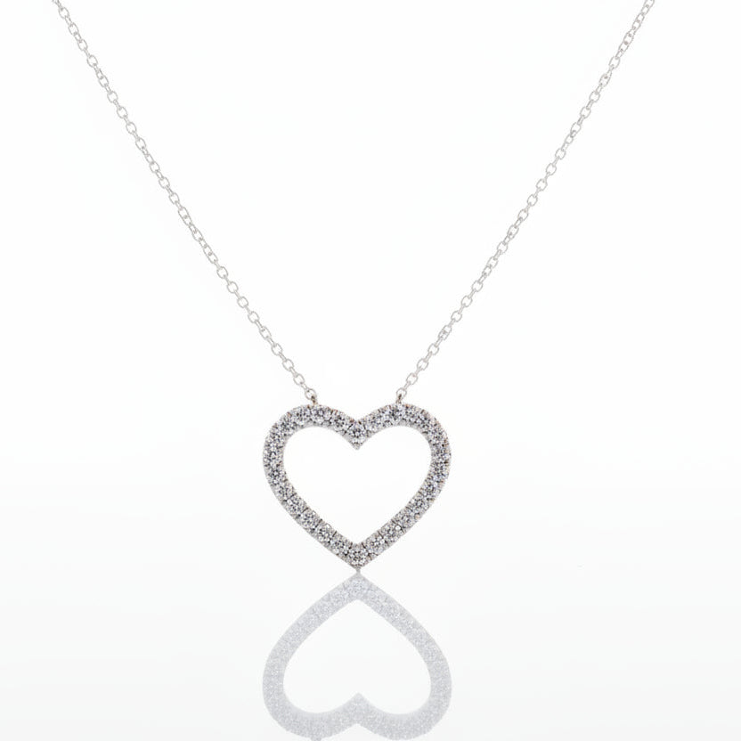 925 Sterling Silver Heart Shaped with CZ Pendant Necklace