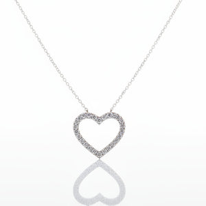 925 Sterling Silver Heart Shaped with CZ Pendant Necklace