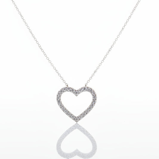 925 Sterling Silver Heart Shaped with CZ Pendant Necklace