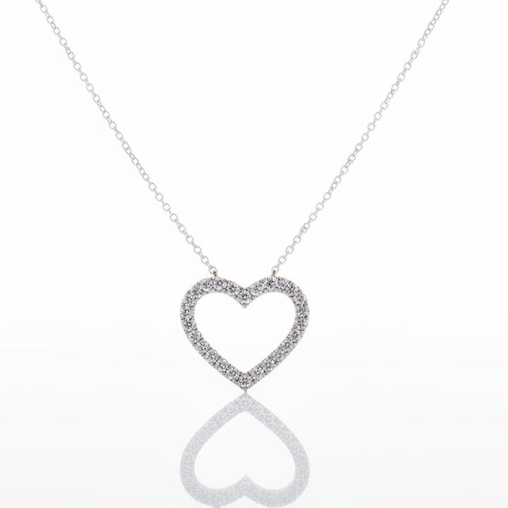 925 Sterling Silver Heart Shaped with CZ Pendant Necklace
