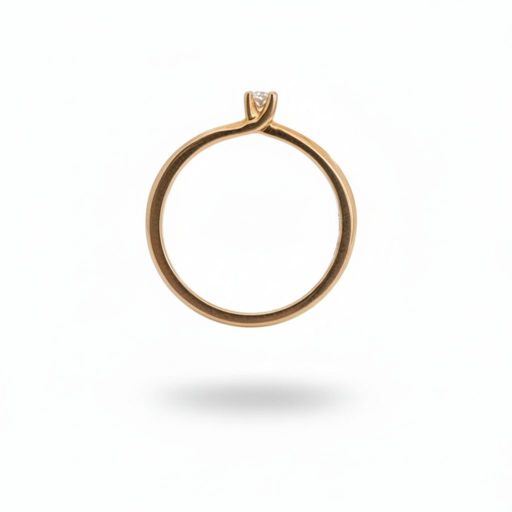 10K Rose Gold Twist Solitaire Diamond Ring