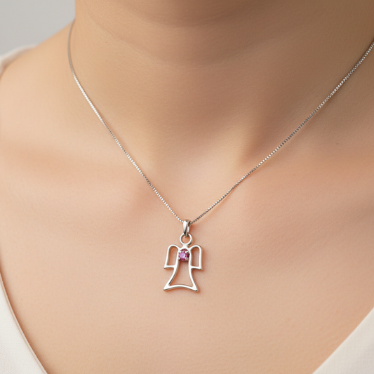 925 Sterling Silver Angel Pendant Necklace
