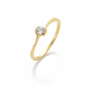 10K Yellow Gold Semi-Bezel Diamond Solitaire Ring