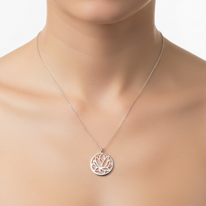 925 Sterling Silver Lotus Pendant Necklace