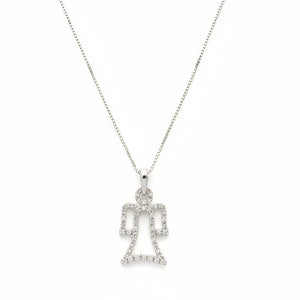 925 Sterling Silver Angel with CZ Pendant Necklace