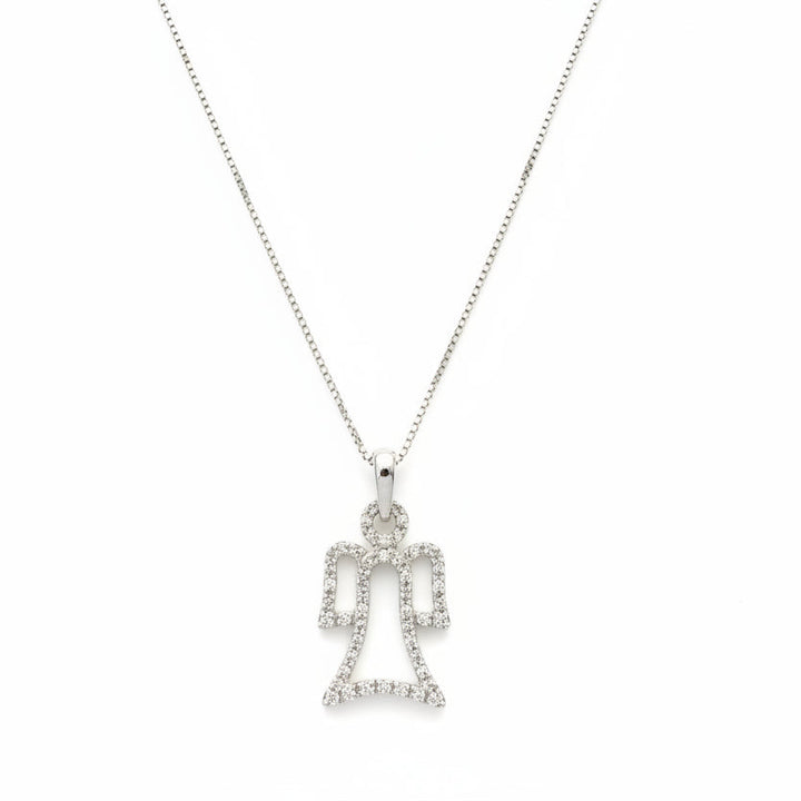 925 Sterling Silver Angel with CZ Pendant Necklace