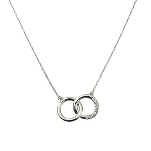 925 Sterling Silver Interlocking Circles with CZ Pendant Necklace