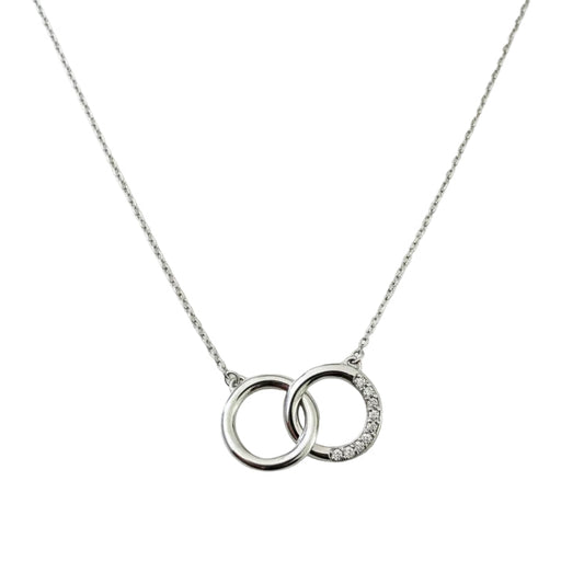 925 Sterling Silver Interlocking Circles with CZ Pendant Necklace
