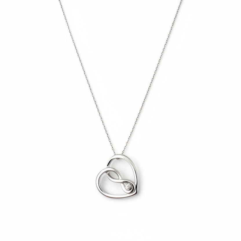 925 Sterling Silver Heart and Infinity Shaped Pendant Necklace