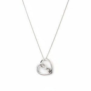 925 Sterling Silver Heart and Infinity Shaped Pendant Necklace