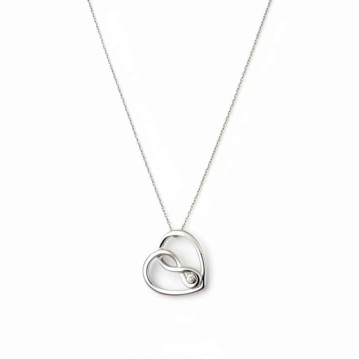 925 Sterling Silver Heart and Infinity Shaped Pendant Necklace