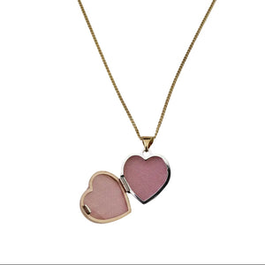 925 Sterling Silver Gold Plated Heart Photo Locket Pendant Necklace