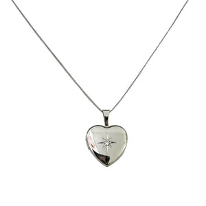 925 Sterling Silver Heart Photo Locket Pendant Necklace