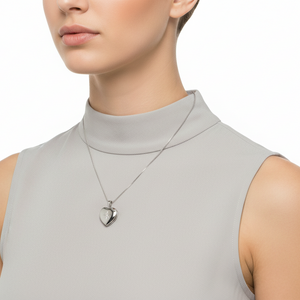 925 Sterling Silver Heart Photo Locket Pendant Necklace