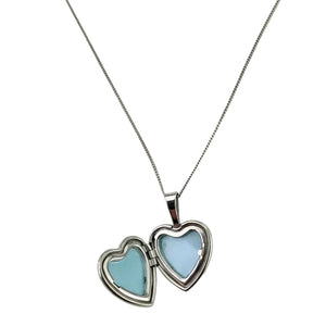 925 Sterling Silver Heart Photo Locket Pendant Necklace