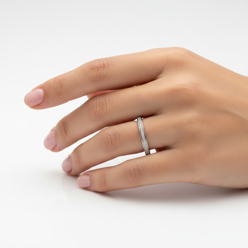 10K White Gold Half Eternity Diamond Ring