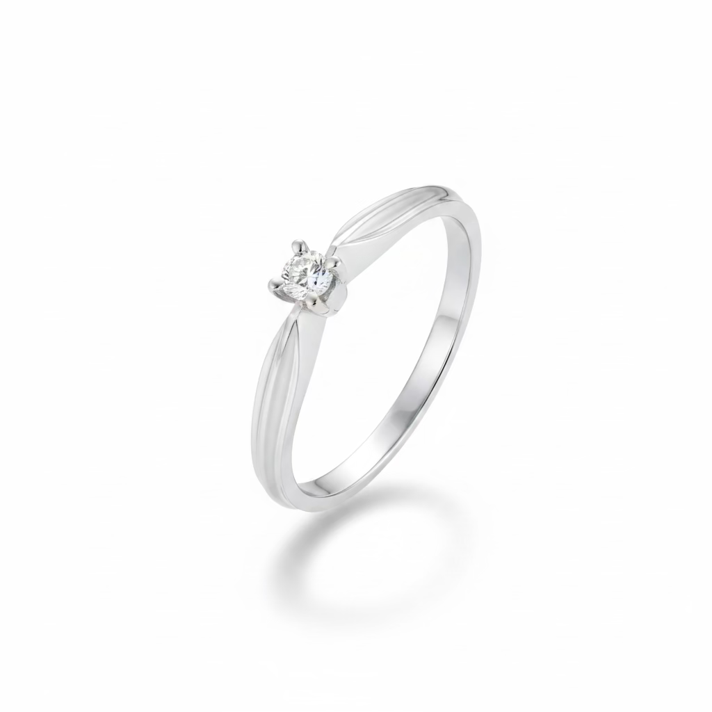 10K White Gold Solitaire Diamond Ring